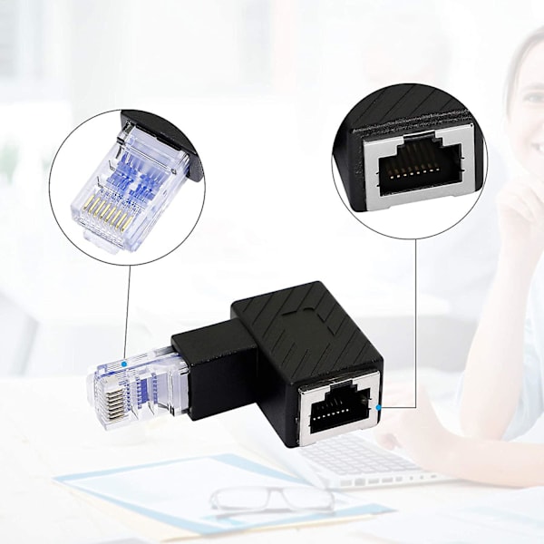Mordely Up Angled Ethernet Adapter, 90 Degree Rj45 Ethernet Network Connector, Suitable For Computers, Laptops, 2 Pcs (up)