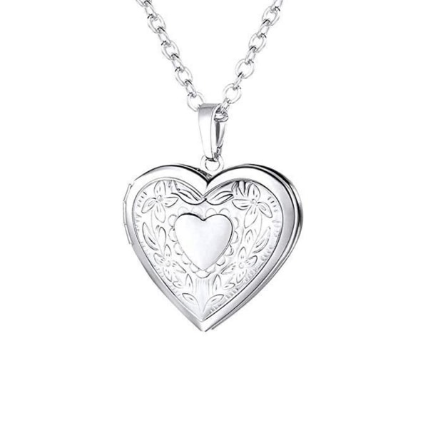 Mordely Love Heart Secret Message Medaljong Halsbandshänge silver