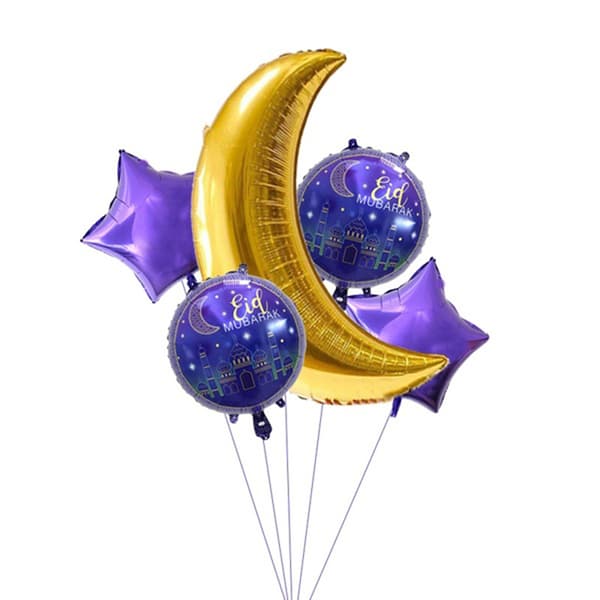 Mordely Eid Mubarak Ballonger Uppblåsbara leksaker SILVER silver
