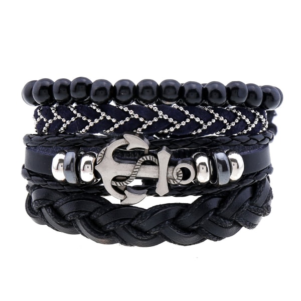 2023 Mix 4 Wrap Bracelets for Men and Women, Hemp Ropes, Wood Beads, Ethnic Tribal Bracelets, Leather Bracelets - Style1