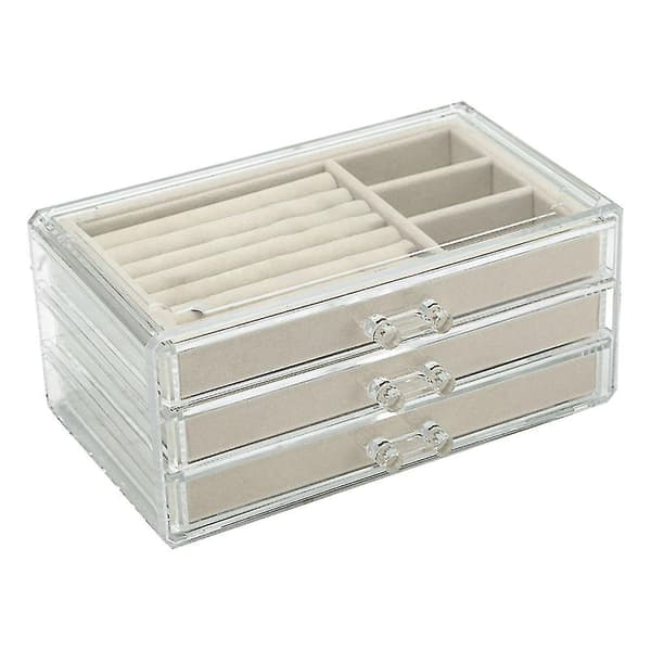 Mordely 3 Layers Acrylic Ring Earrings Organizer Jewelry Storage Drawer Box Container
