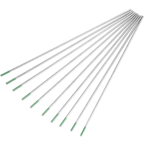 Mordely 10pcs Pure Tungsten Electrodes Wp Green Tip For Ac Tig Welding, 1.0/1.6/2.0/2.4/3.2mm Professional Tungsten Electrodes(1.6mm*150mm)