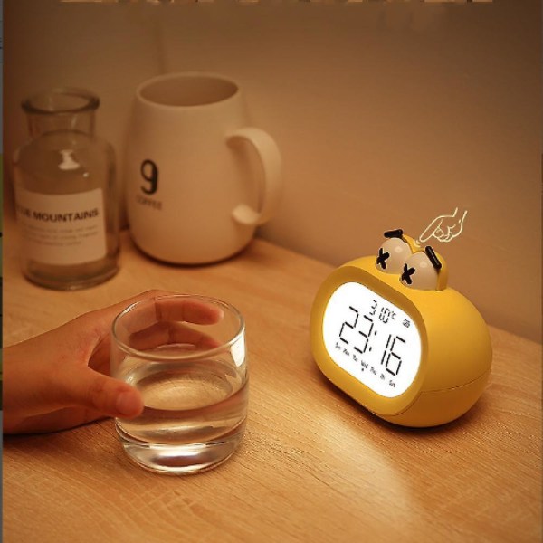 Cute Cartoon Children's Alarm Clock, Bedroom Alarm Clock, Desktop Clock, Dual Purpose Intelligent Electronic Alarm Clock - Yellow