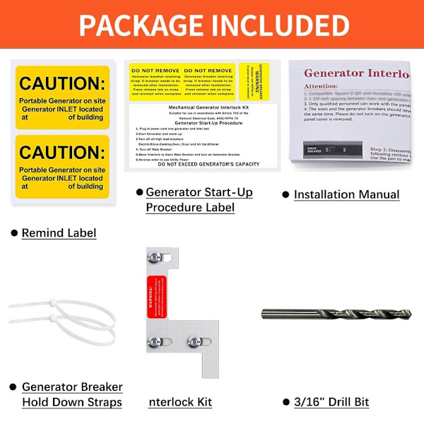 Mordely Generator Interlock Kit 200 Amp Main Breaker Panel Big Easy