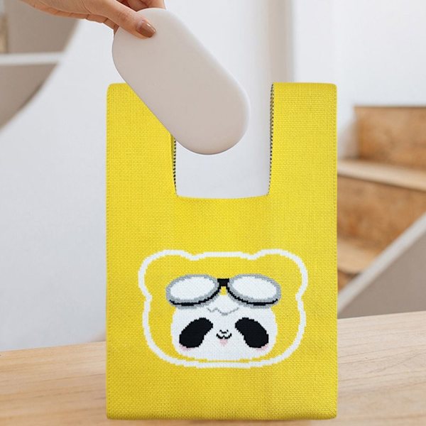 Stickad Väska Handväska GUL yellow