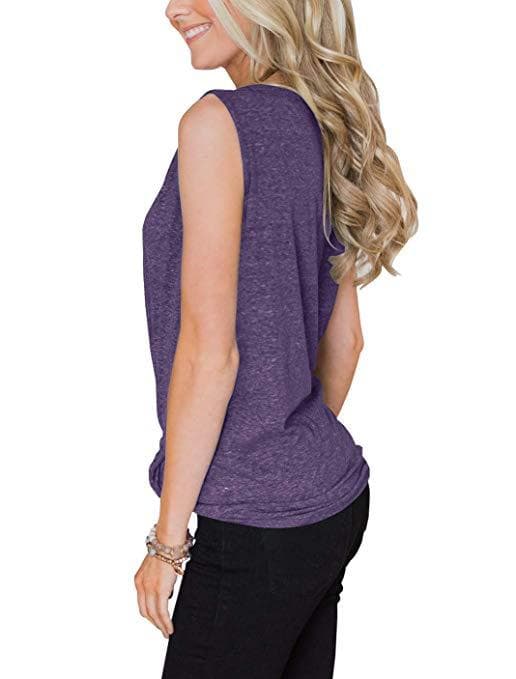 Women's V Neck Button Down Tank Tops Casual Summer Sleeveless Basic Shirts Strappy Front Camisole,- Purple M