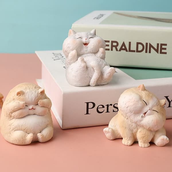 Mordely Resin Cat Statue Bobblehead Ornaments 2