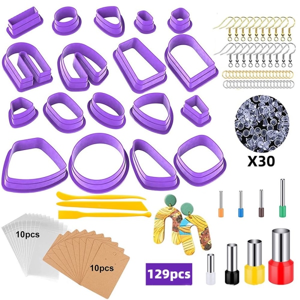 Mordely 129st Polymer Clay Örhängen Cutters lila purple