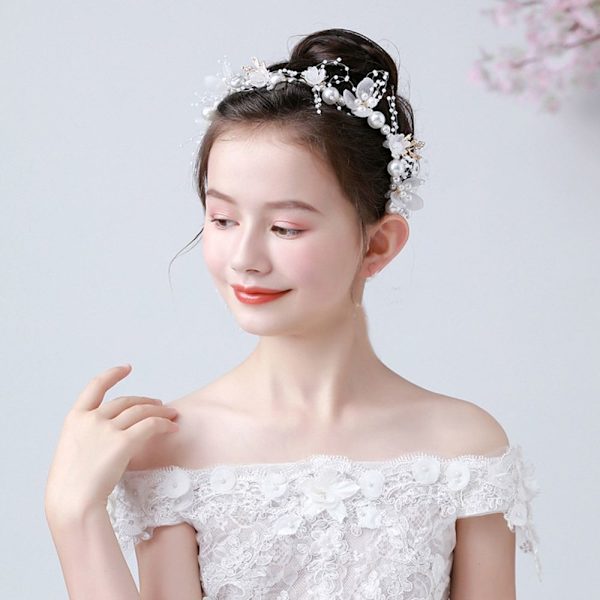 Mordely Pearl Wrist Flower Girls Brudtärna BLÅ HUVUDKLÄNNING Blue Headdress-Headdress