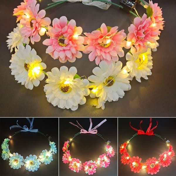 Mordely Glödande LED-krans Halloween Crown Flower 6