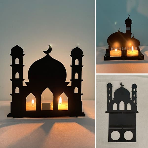 Mordely Eid Crafts Castle Ljusstake Ramadan Mubarak Lampdekoration