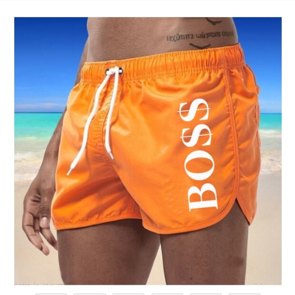 Mordely Boss Casual Fashion Strandshorts för män Badshorts xxl orange