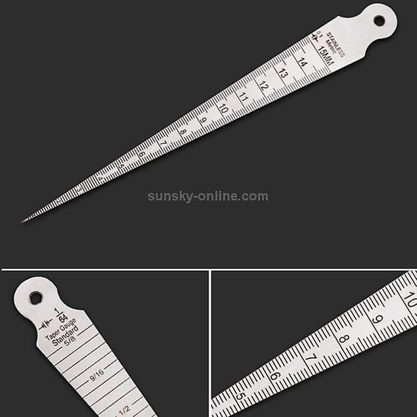 Wedge-shaped Metric And Imperial 1-15mm Thin Stainless Steel Inner Diameter Ruler