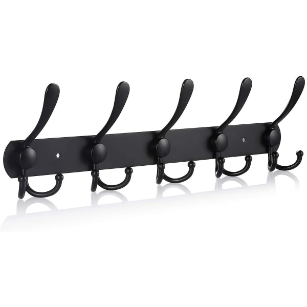 Stainless Steel Wall Mounted Coat Rack, Coat Hooks Wall Hook For Towels Hat(15 Hooks, Matte Black)