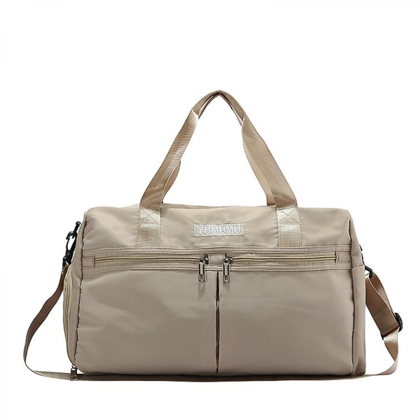 Wet And Dry Separation Travel Bag Fashion Large Capacity Luggage Bag With Shoe Warehouse Couple Style (khaki )