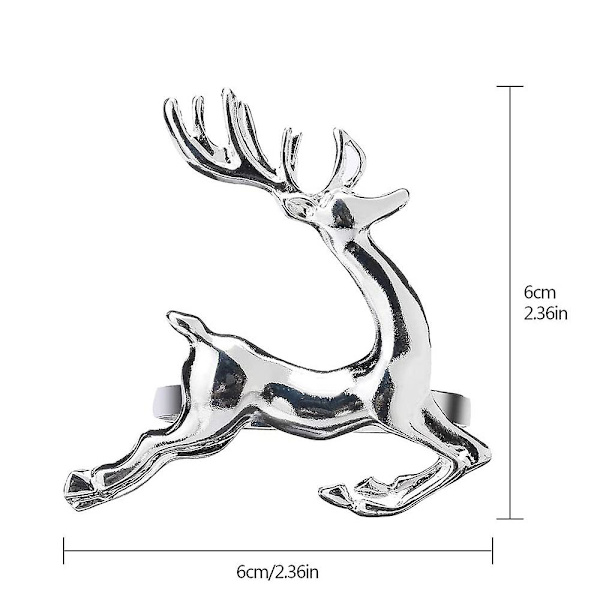 2023 Servettringar, 4st Gold Elk Chic Servettringar för kuvert Silver