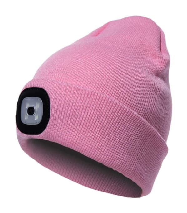 Stickad mössa med LED-ljus för joggingvandring pink