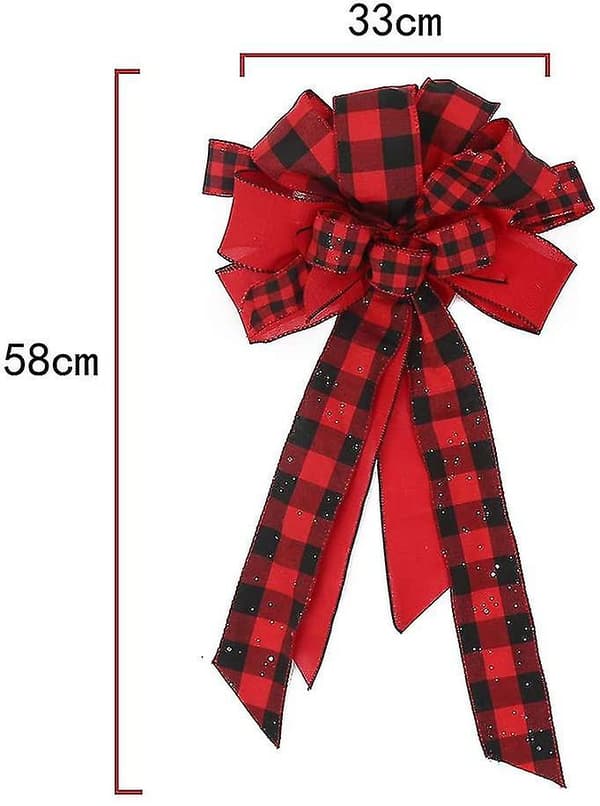 2023 1st Christmas Tree Topper Bow Röd Streamer Mesh Streamer