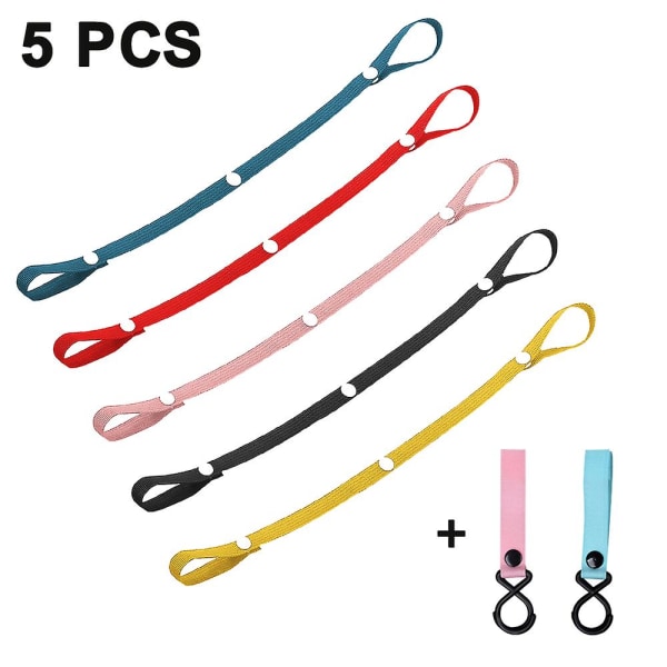 Mordely 5 Pieces Of Baby Toy Fixed Carrying Strap, Seat Cart Toy Lanyard Tether, Pacifier Chain, With 2 Velcro Cart Hooks