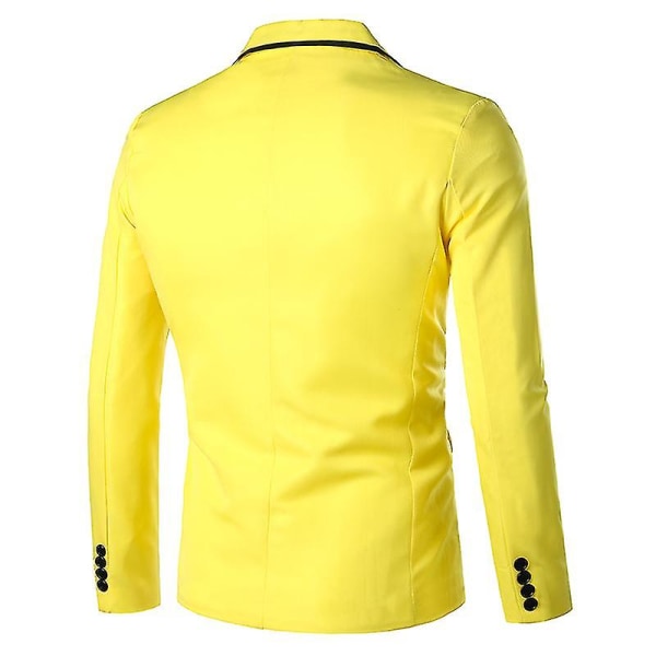 Mordely Män Blazer ättvikt Casual Solid Enknapp Slim L Yellow