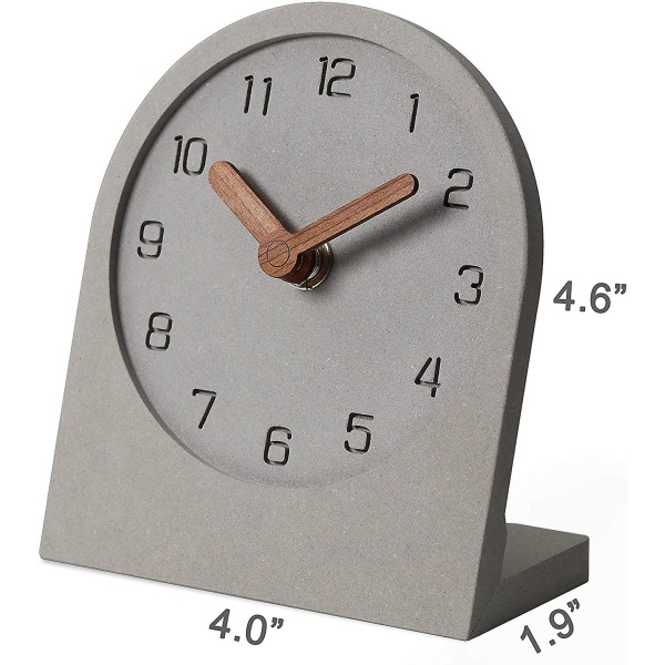 2023 Wooden Silent Non-ticking Battery Operated Decorative Small Mini Analog Modern Shelf Desk Table Mantel Clock For Home, Office, (gray)