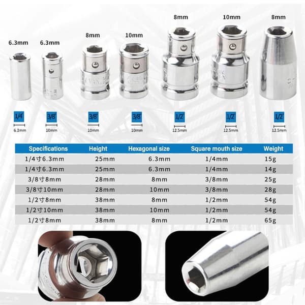 Spärrhylsa Adapter Hylsa Hexbitsadapter 1/2-8MM  1/2-8mm 1/2-8mm03
