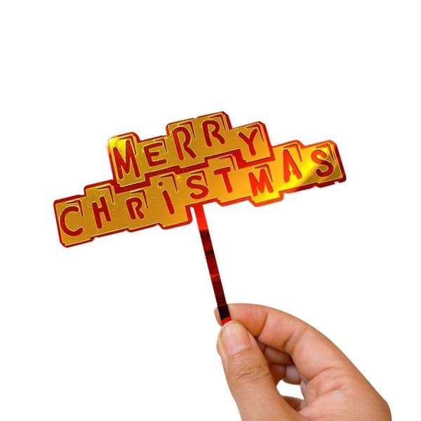 Mordely 5 STK kryl Merry Christmas Tree Cake Topper