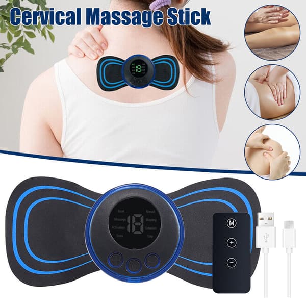 Mordely Bärbar Mini Elektrisk Nack Massager Stimulator Smärtlindring Kit