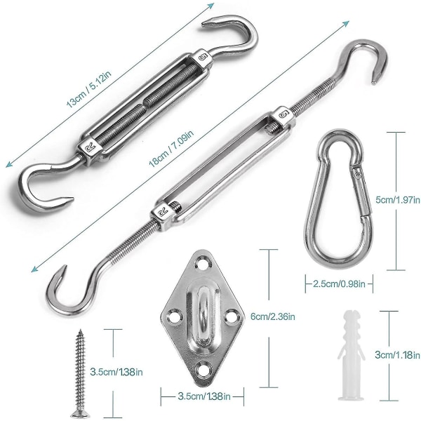 Shade Sail Fixing Kit, Stainless Steel Sun Shade Sail Fixing Kit For Triangle And Square, Rectangle, Sun Shade Sail Fixing Accessories