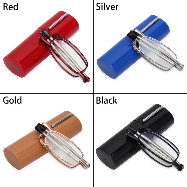 Mordely Fällbara läsglasögon med rörfodral CASE 1.0X gold Strength 1.0x