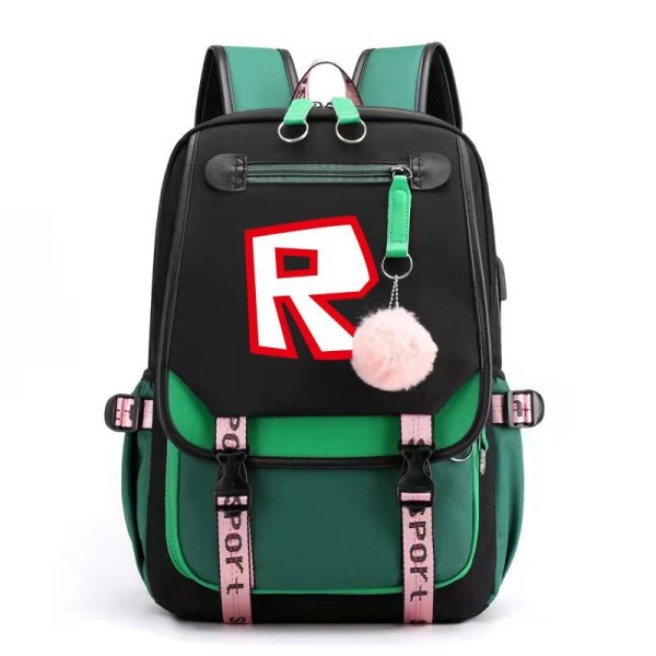 roblox ryggsäck barn ryggsäckar ryggväska med USB uttag 1st grön 2