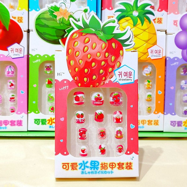 Mordely 24st/kartong Frukt Barn lösnaglar Bärbara JORDGubbar JORDGubbar Strawberry