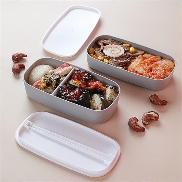 Mordely Dubbellager Bento Box Miljövänlig Lunchbox grey