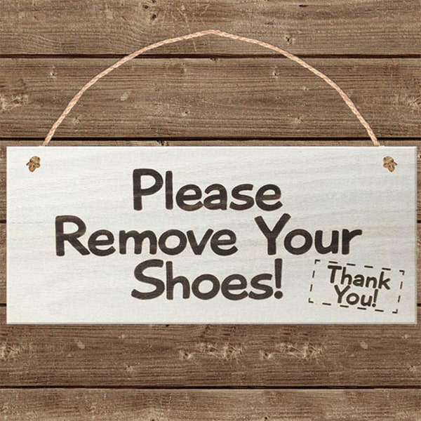 2 X Wooden Plaque Decorative Creative With Hanging Rope Please Remove Your Shoes Hanging Plaque For Home