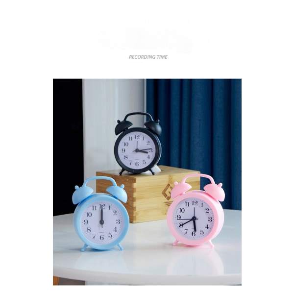 2023 4.33 Inch Alarm Clock Round Analog Desk Clock Silent No Tick Night Light Battery Powered Bedroomblack