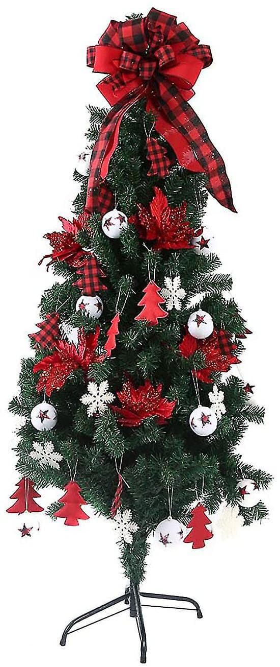 2023 1st Christmas Tree Topper Bow Röd Streamer Mesh Streamer