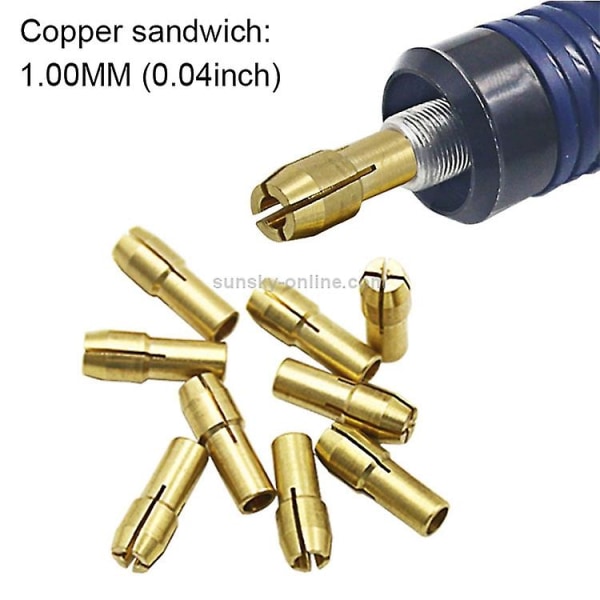 Mordely 10 Pieces Of Electric Grinder Accessories Three-jaw Copper Chuck Nut Inner Hole Diameter: 1.0mm