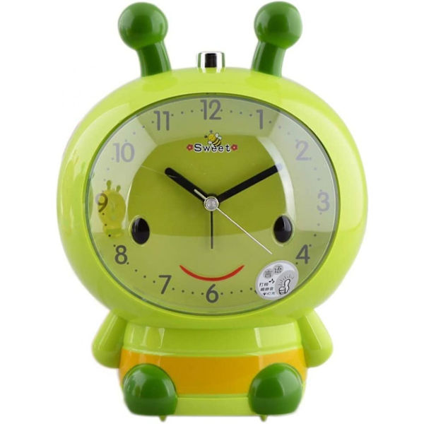 Bee Children's Alarm Clock Scanning Mute Cartoon Snail Wake Up Dual Tone Alarm Clock Is The Best Gift For Children, Green