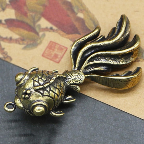 Mordely 3pcs Excellent Detail Carp Keyring Pendant Artistic Brass Movable Tail Design Carp Pendant For Office