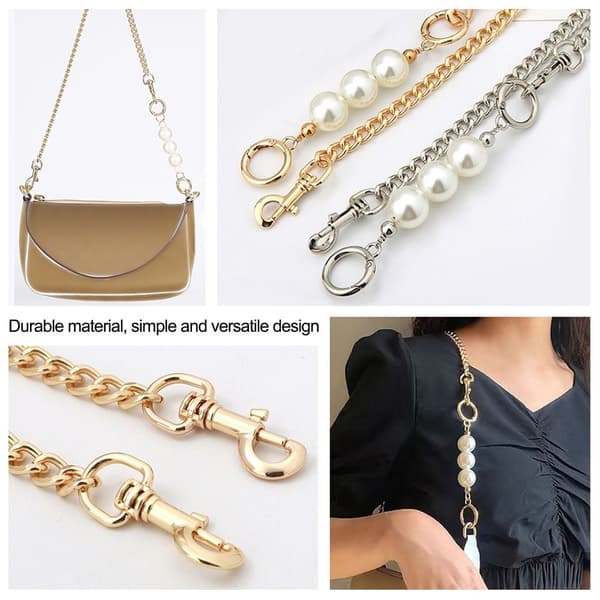 Mordely Bag Chain Strap Extender Bag Chain för handväska Pearl Extension silver