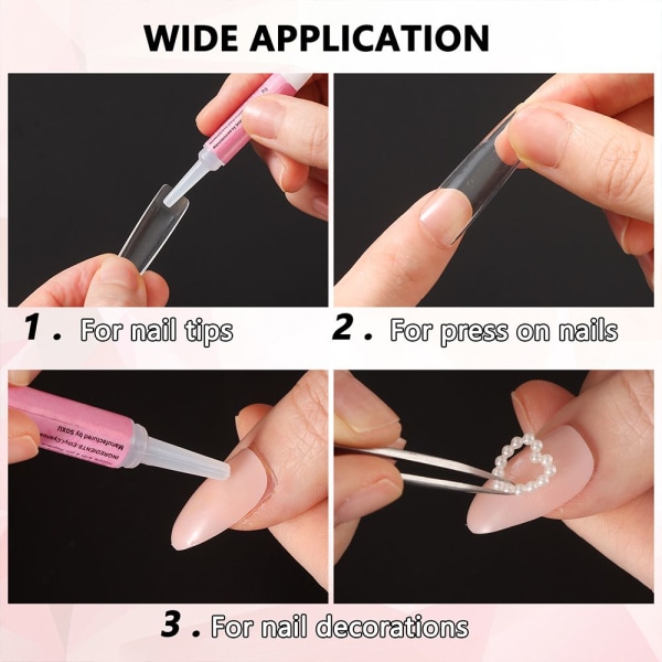 Mordely 10 st/kit nageltips Lim nagel lim för akryl naglar falsk nagel