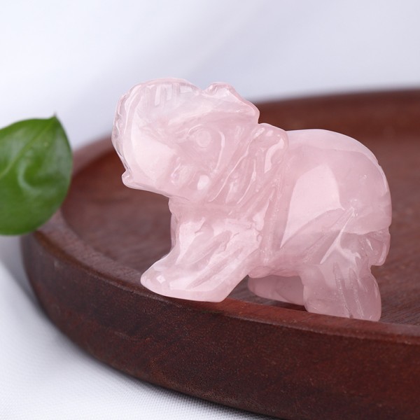 Mordely 2" Crystal Elephant Healing Stone Figurine ROSA KRISTAL