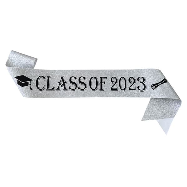 2023 Graduation Sash Graduated Satin SILVER silver