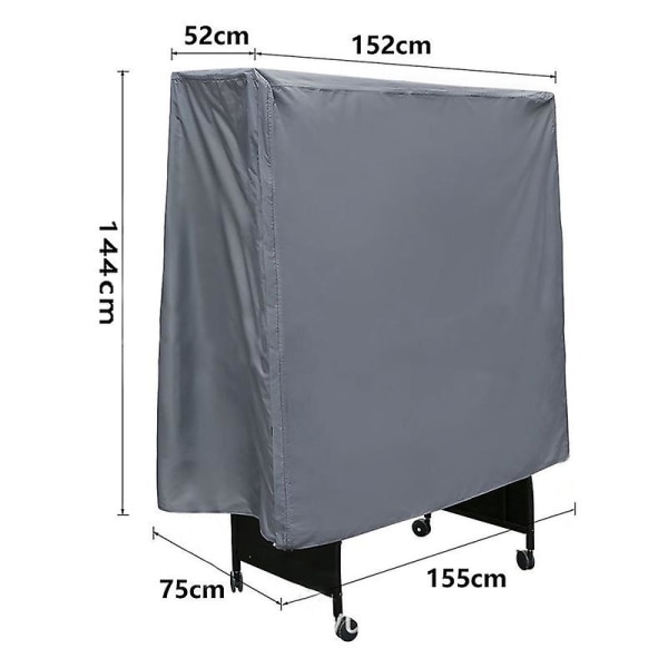 Mordely 210d Oxford Cloth Table Tennis Table Dust Cover Outdoor Dustproof And Waterproof Cover Gray 152*52*144cm