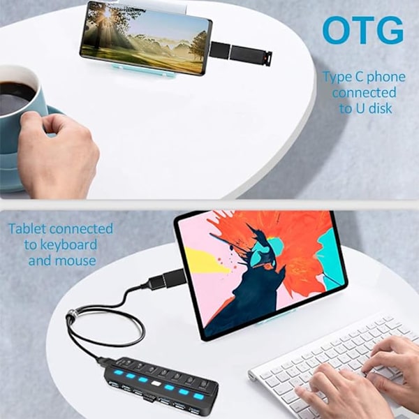 Mordely USB Hub Active 3.0 7 Port USB Data Hub