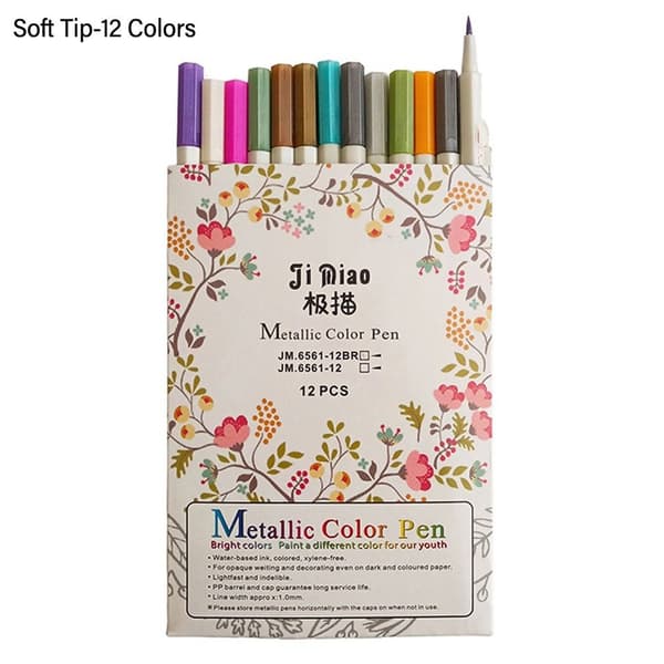 Mordely Marker Penna Metallic Pen SOFT TIP-12 FÄRGER