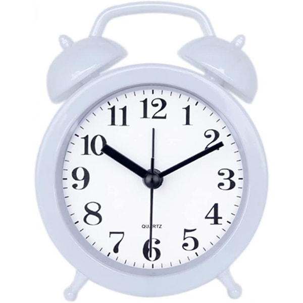 2023 Children's Alarm Clock Dual Clock Classic Home Simulation Mini Round Table Alarm Clock Children's Gift Alarm Clock - White