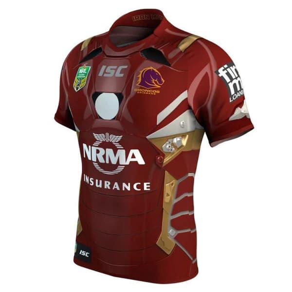 Mordely Brisbane Broncos Marvel Iron Man -tröja för män IC 2017 S