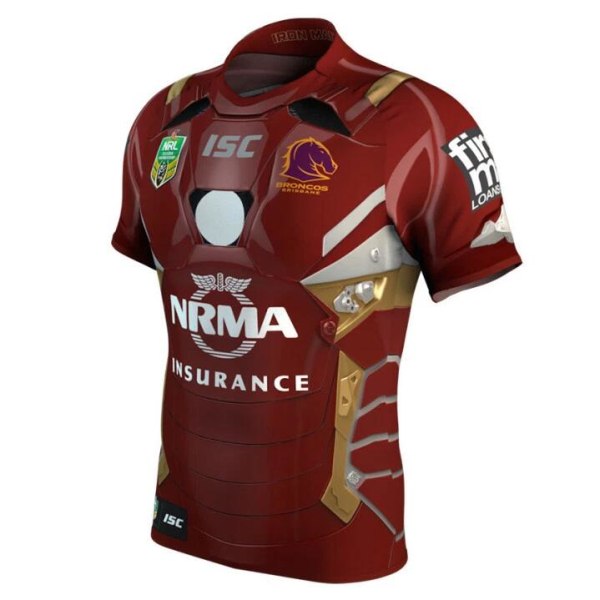 Mordely Brisbane Broncos Marvel Iron Man -tröja för män ISC 2017 XXXL