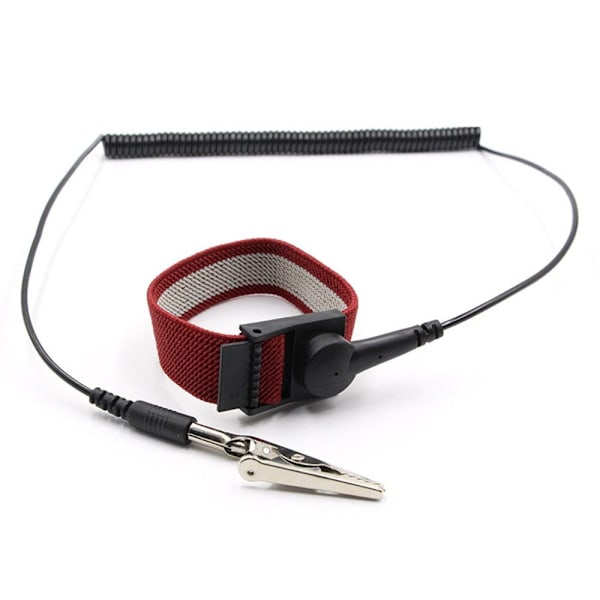 Mordely ESD Strap Clip Jordningsarmband RÖD&SVART SLÄDD Red&Black Corded-Corded